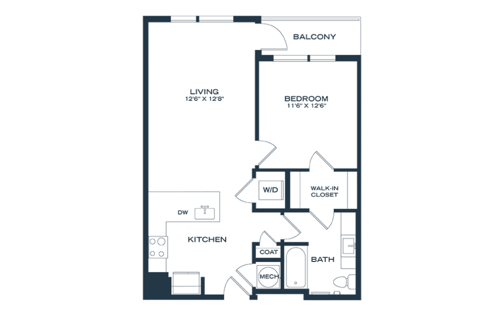 A4P - 1 bedroom floorplan layout with 1 bath and 758 to 768 square feet. (2D)